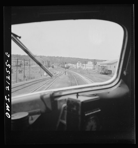 Flagstaff, Arizona. Entering the town along the Atchison, Topeka, and Santa Fe Railroad between Winslow and Seligman, Arizona
