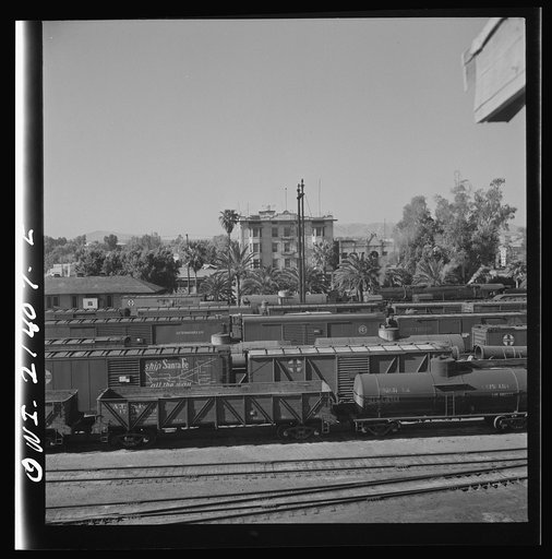 Needles, California. A general view of the Atchison, Topeka, and Santa Fe Railroad yards