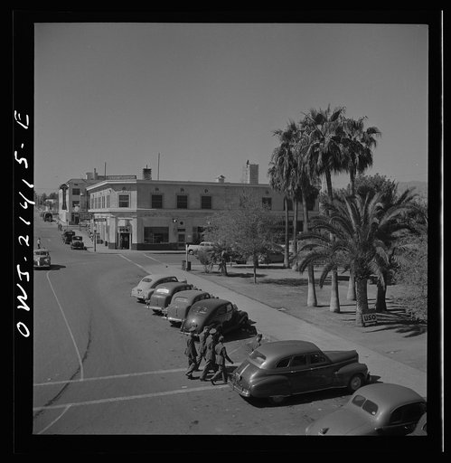 Needles, California. A general view of a street leading to the depot of the Atchison, Topeka, and Santa Fe Railroad