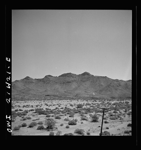 Needles (vicinity), California. Desert country along the Atchison, Topeka, and Santa Fe Railroad between Needles and Barstow, California