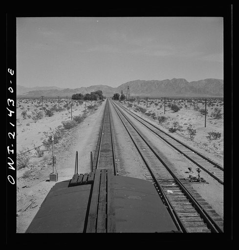 Cadez, California. Leaving on the Atchison, Topeka, and Santa Fe Railroad between Needles and Barstow, California