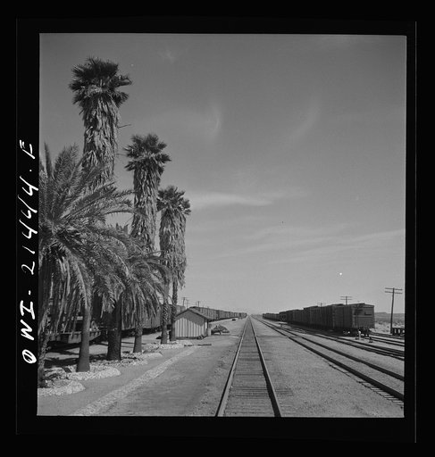 Bagdad, California. Going through the station on the Atchison, Topeka and Santa Fe Railroad between Needles and Barstow, California