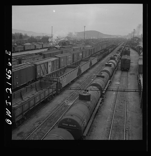 Barstow, California. A general view of the Atchison, Topeka and Santa Fe Railroad yard