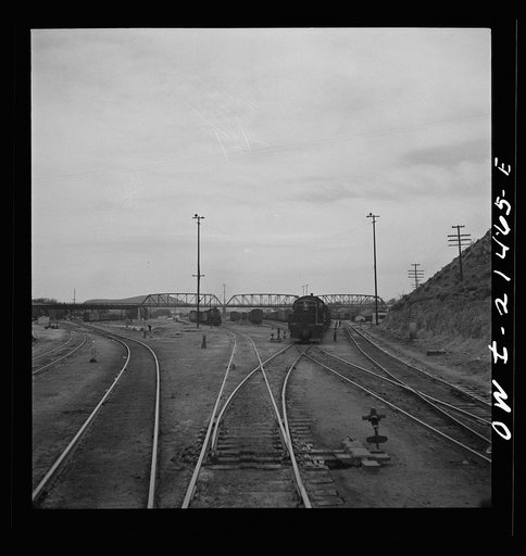 Barstow, California. Pulling out of the Atchison, Topeka and Santa Fe Railroad yard