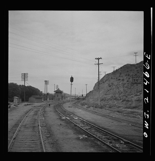 Barstow, California. Pulling out of the Atchison, Topeka and Santa Fe Railroad yard