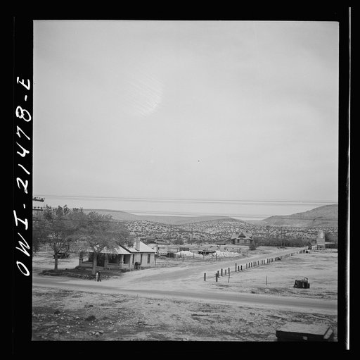Oro Grande, California. Going through a town on the Atchison, Topeka and Santa Fe Railroad between Barstow and San Berardino, California
