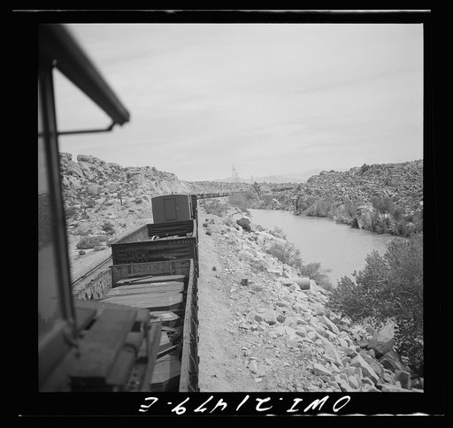 Victorville (vicinity), California. Going around a curve on the Atchison, Topeka and Santa Fe Railroad between Barstow and San Berardino, California