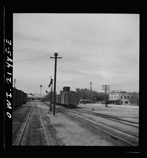Victorville, California. Going through the town on the Atchison, Topeka and Santa Fe Railroad between Barstow and San Bernardino, California