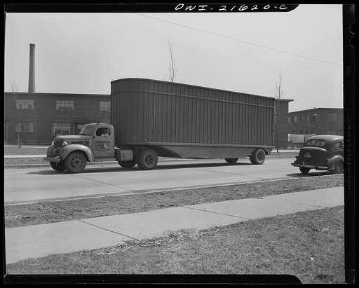 Detroit, Michigan. Truck used to haul wing sections