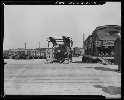 Detroit, Michigan. A haulaway truck being loaded