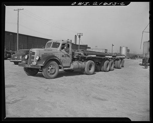 Detroit, Michigan. A steel bar loaded on a truck