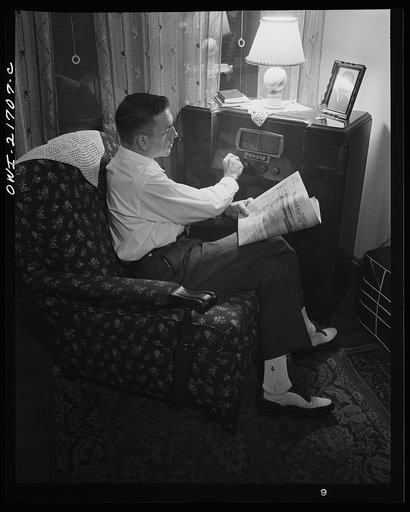 Rochester, New York. Mr. Babcock tuning in for war news