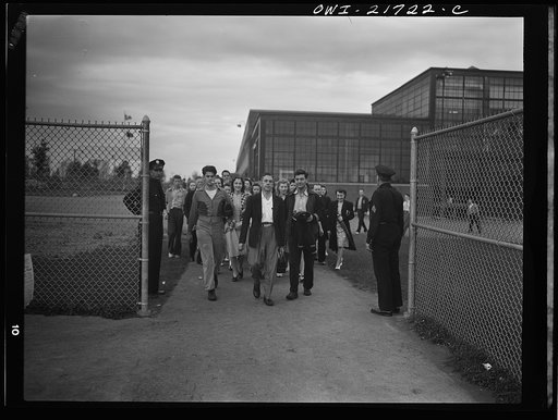 Rochester, New York. Mr. Babcock leaving the plant for home at the end of the day