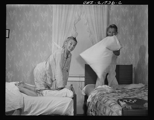 Rochester, New York. The two Babcock boys having a little fun before going to sleep