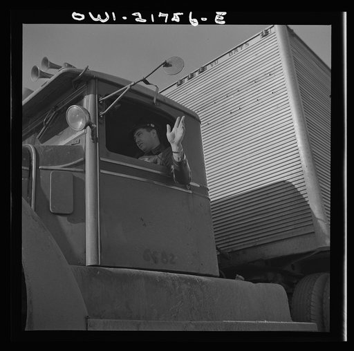 Untitled photo, possibly related to: Melvin Cash driving a truck to Charlotte, North Carolina on U.S. Highway 29