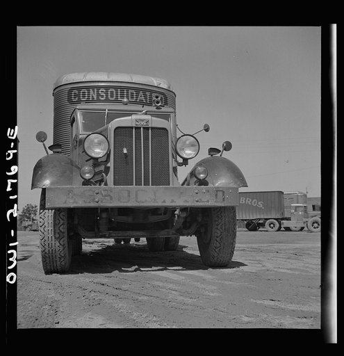 Burlington, North Carolina. Brown truck at the terminal of the Associated Transport Company