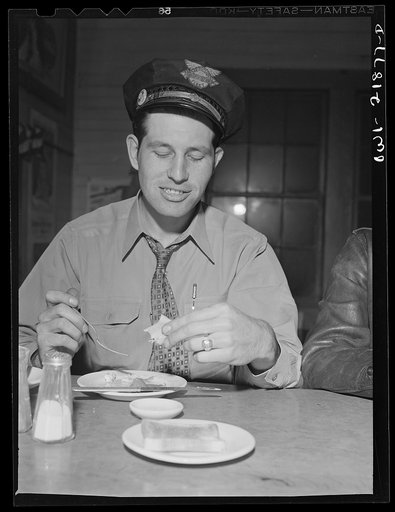Truck driver having midnight supper at a trucker's stop near Greenville, Alabama on U.S. Highway 29