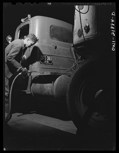 Evergreen, Alabama. Refueling a Montgomery-to-Mobile truck at three a.m.