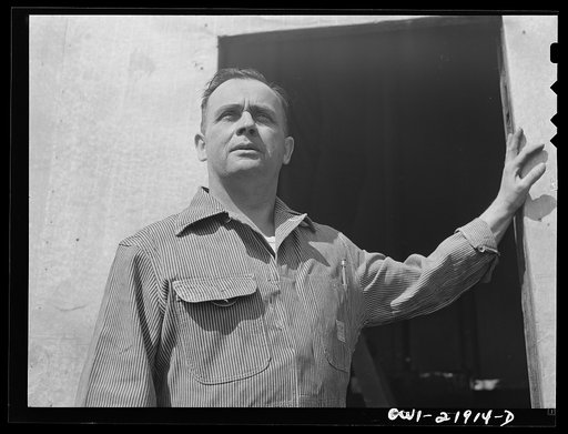 Untitled photo, possibly related to: Charlotte, North Carolina. Foreman of the trailer repairing department at the Brown Equipment Company