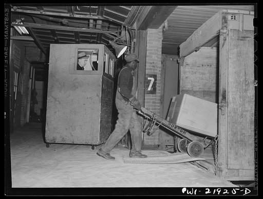 Charlotte, North Carolina. Loading trucks
