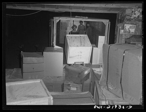 Charlotte, North Carolina. Loading trucks at the Associated Transport Company