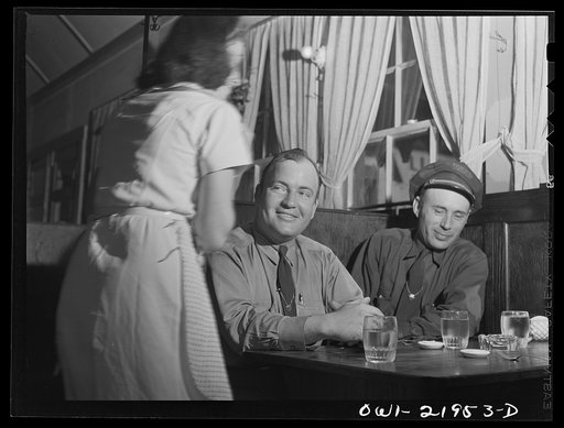 Untitled photo, possibly related to: Jim Bishop and Joe Crow eating dinner at a truckers' stop on U.S. Highway 29 near the Alabama-Georgia state line