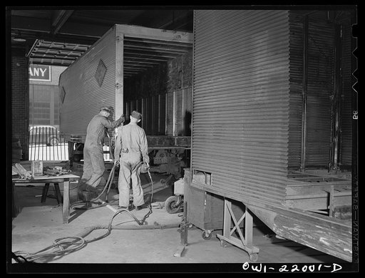 Charlotte, North Carolina. Building new trailers at the Brown Equipment Company