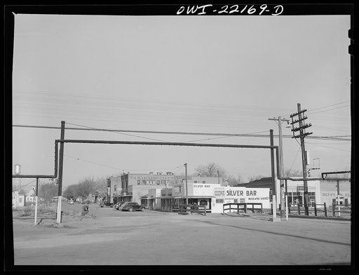 Belen, New Mexico. Street scene near the Atchison, Topeka, and Santa Fe Railroad depot