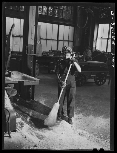 San Bernardino, California. Donitilla Gonzales, a sweeper in the Atchison, Topeka and Santa Fe Railroad carpenter shops