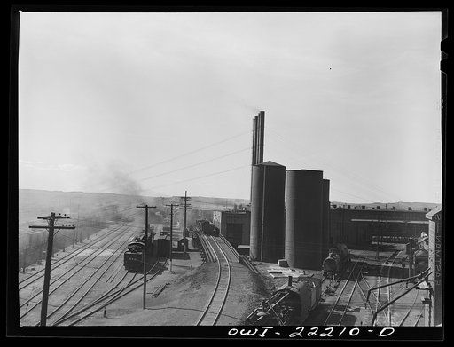Atchison, Topeka, and Santa Fe Railroad yard and roundhouse