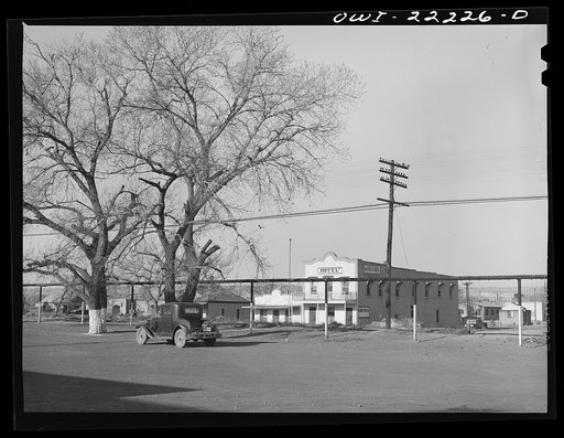 Belen, New Mexico. Street scene near the Atchison, Topeka, and Santa Fe Railroad depot