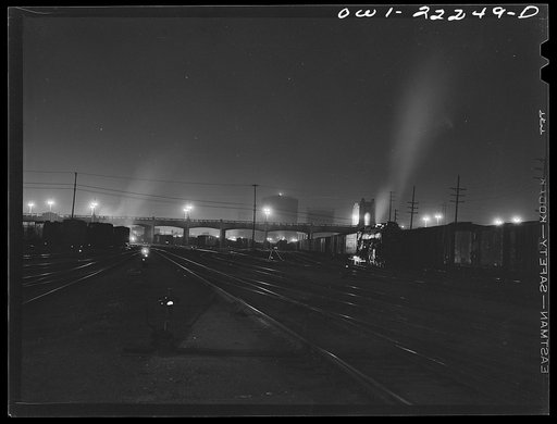 Untitled photo, possibly related to: Los Angeles, California. Yards at night