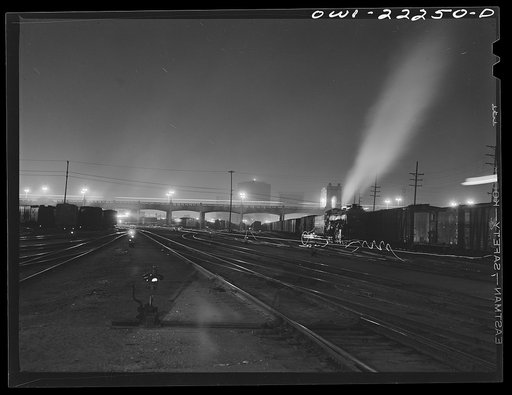 Untitled photo, possibly related to: Los Angeles, California. Yards at night