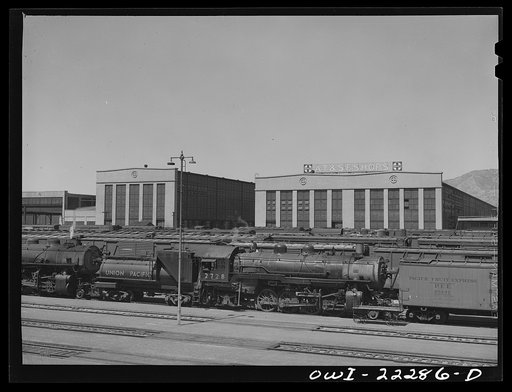 San Bernardino. Part of the yards of the Atchison, Topeka and Santa Fe Railroad