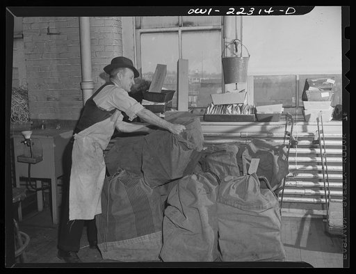 Philadelphia, Pennsylvania. Mail bags ready for shipment at the W. Atlee Burpee Company, seed dealers