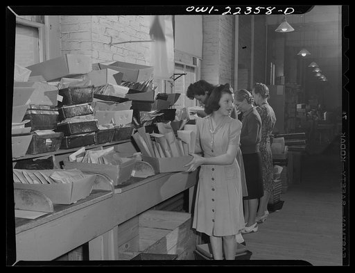 Philadelphia, Pennsylvania. Orders in trays before they are packed for shipment at the W. Atlee Burpee Company, seed dealers