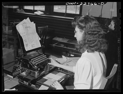 Philadelphia, Pennsylvania. Typing on flatbed typewriter at the W. Atlee Burpee Company, seed dealers