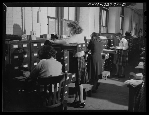 Philadelphia, Pennsylvania. Filing code stencil cards at the W. Atlas Burpee Company seed growers