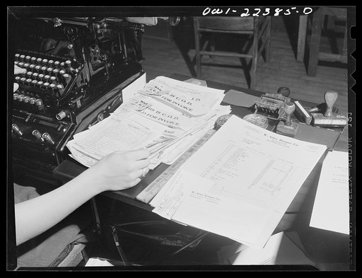 Philadelphia, Pennsylvania. Customer orders being typed on company's order blanks at the W. Atlee Burpee Company, seed dealers