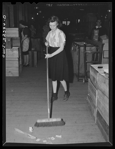 Philadelphia, Pennsylvania. Due to the war the janitor is a girl at the W. Atlee Burpee Company, seed dealer