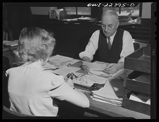 Philadelphia, Pennsylvania. An executive dictating to a stenographer at the W. Atlee Burpee Company, seed dealers