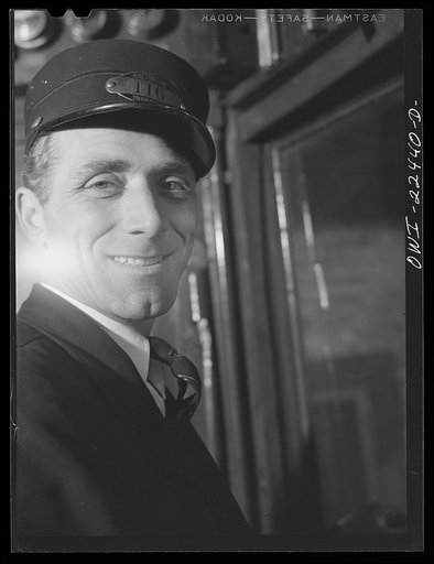 Untitled photo, possibly related to: Baltimore, Maryland. Street car conductor