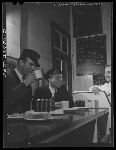 Baltimore, Maryland. Terminal lunch at the Park terminal, dispatching center for trolleys of the Baltimore Transit Company