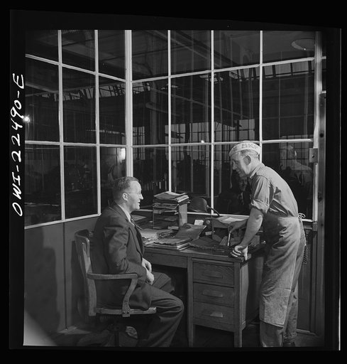 Philadelphia, Pennsylvania. Swedish-American foreman and workers at the SKF roller bearing factory