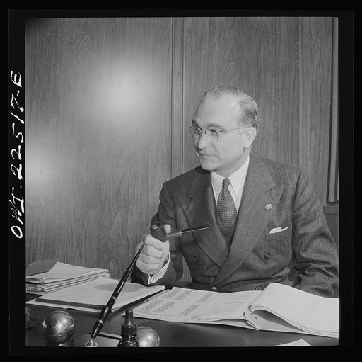Untitled photo, possibly related to: Philadelphia, Pennsylvania. Executive at the SKF roller bearing factory