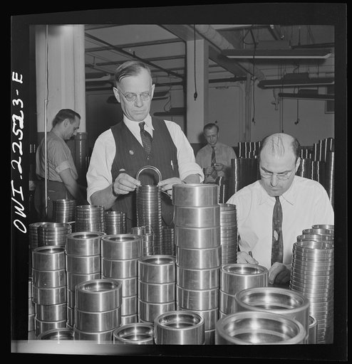 Philadelphia, Pennsylvania. Swedish-American foreman (left) at the SKF roller bearing factory