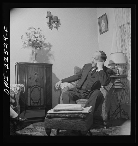 Untitled photo, possibly related to: Philadelphia, Pennsylvania. Swedish-American foreman at the SKF roller bearing factory at home