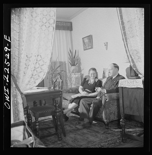 Untitled photo, possibly related to: Philadelphia, Pennsylvania. Swedish-American foreman with the SKF roller bearing factory with his wife at home