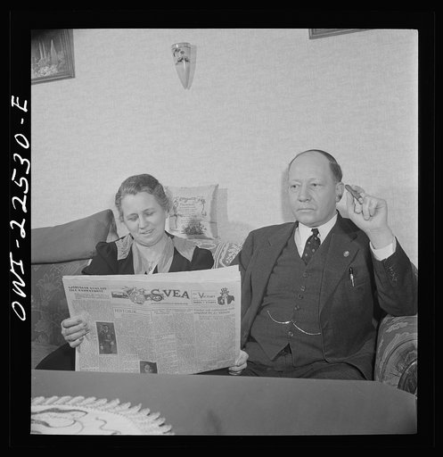 Untitled photo, possibly related to: Philadelphia, Pennsylvania. Swedish-American foreman with the SKF roller bearing factory with his wife at home