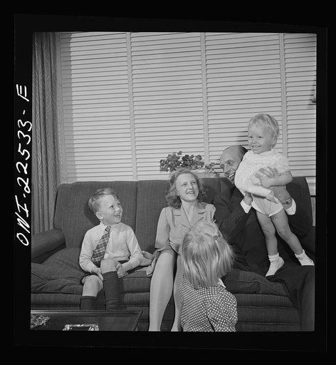 Philadelphia, Pennsylvania. Swedish-American vice president of the SKF roller bearing factory with his family. His wife is the daughter of the Swedish minister to the United Nations